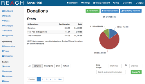 screenshot of Reach App